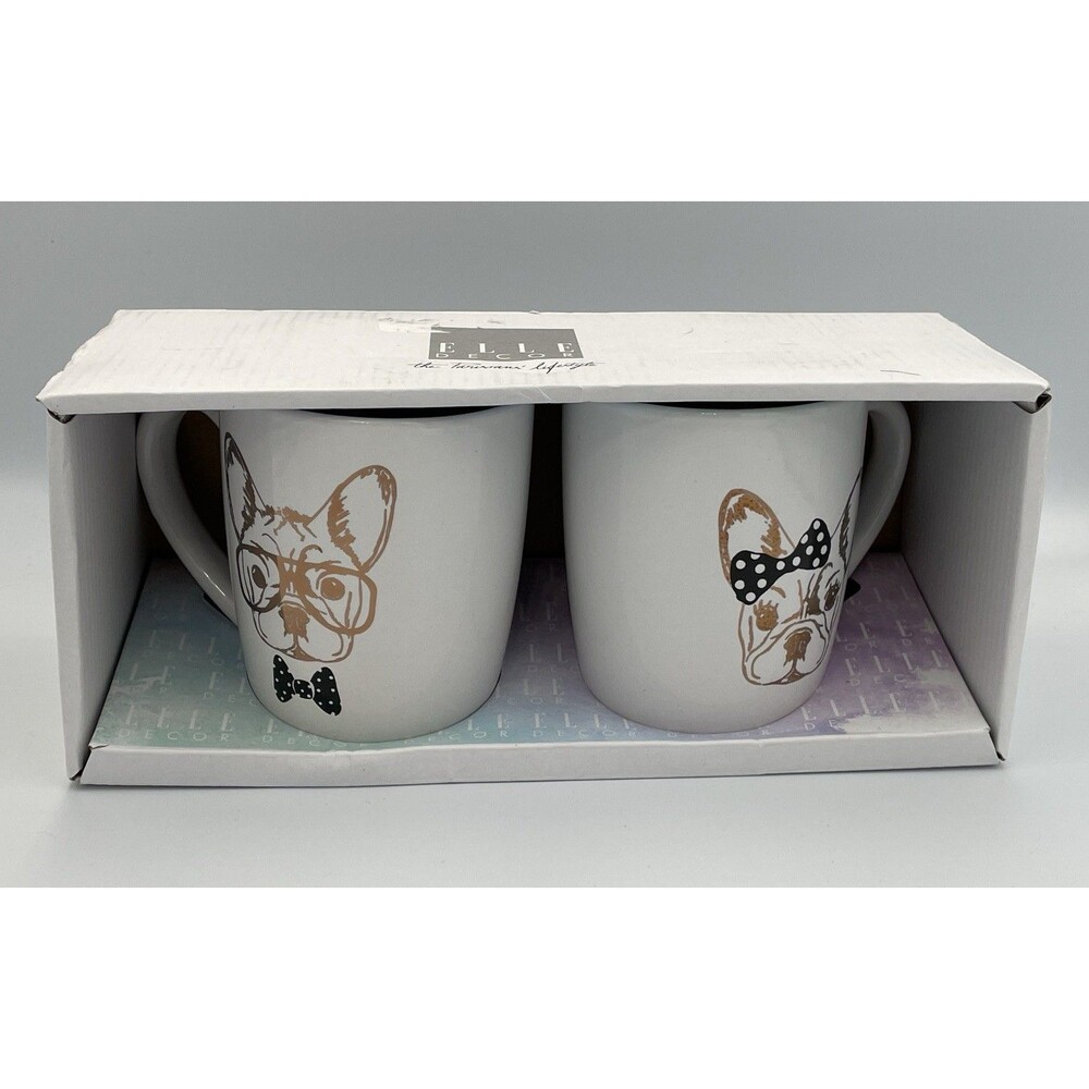 Frenchie Dog, His and Her Coffee Mug Set By Elle Decor. New